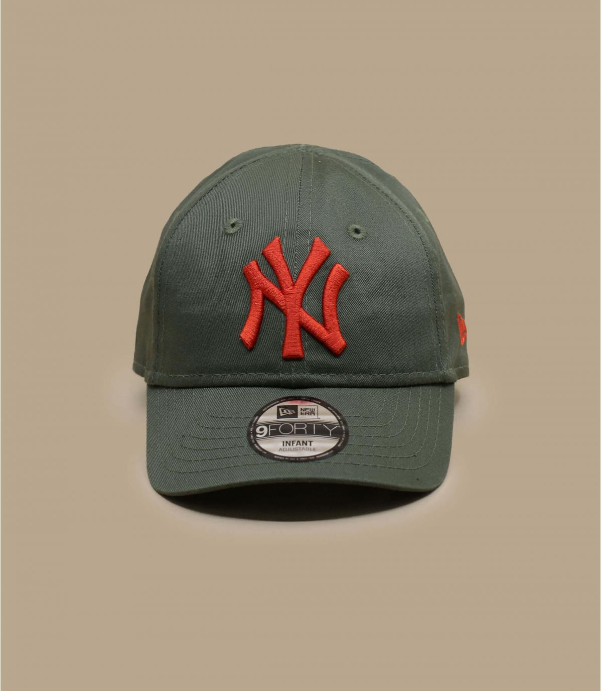 green NY baby cap Baby League Ess 940 NY olive fire